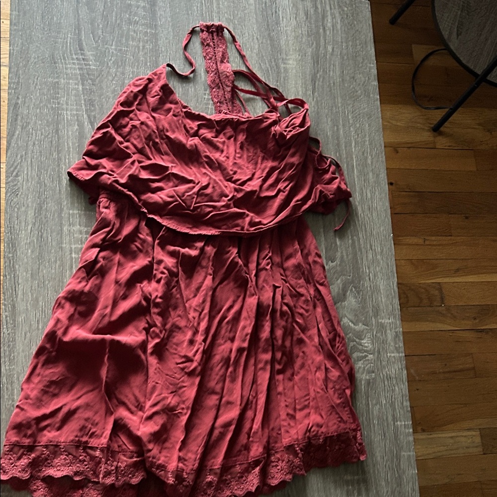 Garage Red Lace Trim Dress